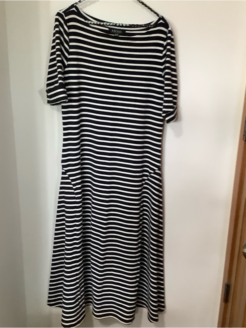 Ralph Lauren Black and White Striped Midi Dress